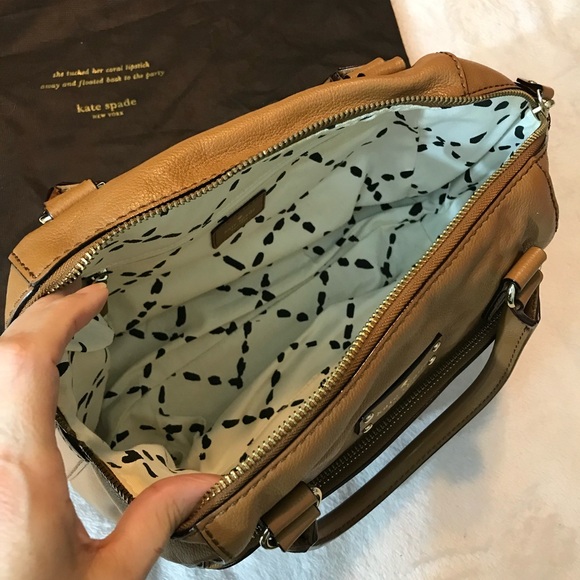 Kate Spade New York Tote Bag Purse Cognac Brown Leather Handbag with dust bag - Picture 7 of 16